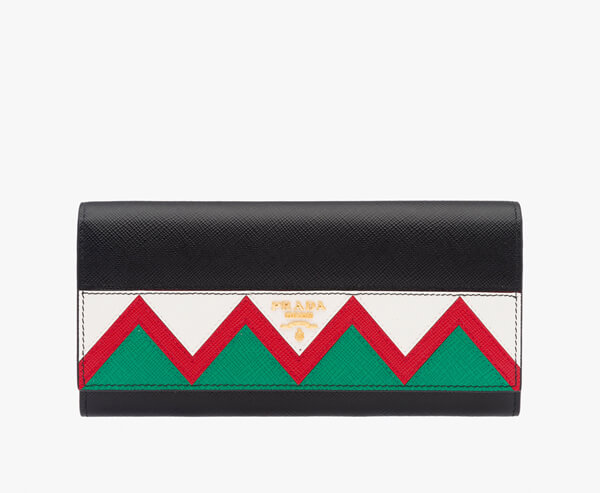 2017新作 PRADA プラダスーパーコピー*サフィアーノマルチカラーフラップ長財布 1MH132_2EE3_F0N98/nero+rosso